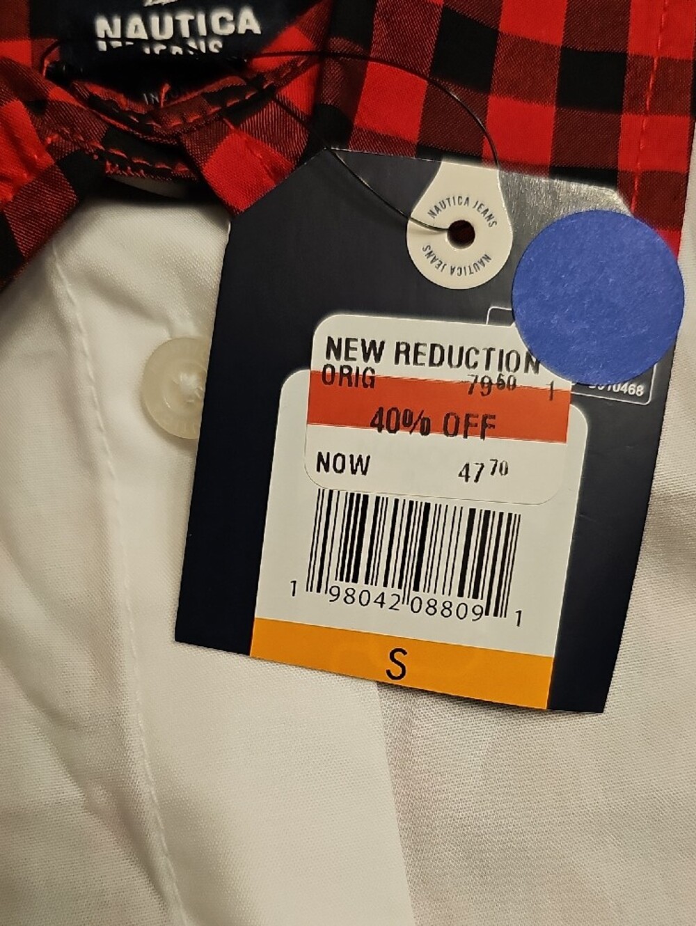 Kid's Contrast Red Plaid Trim White Button-Up Shirt - Picture 8 of 8